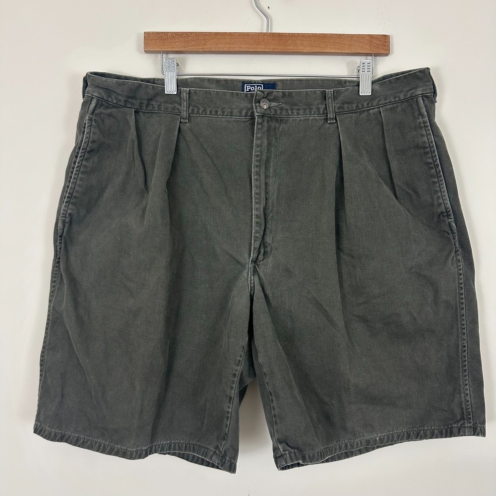Vintage Polo Ralph Lauren Chino Shorts Green USA Made Pleated Front Men 40